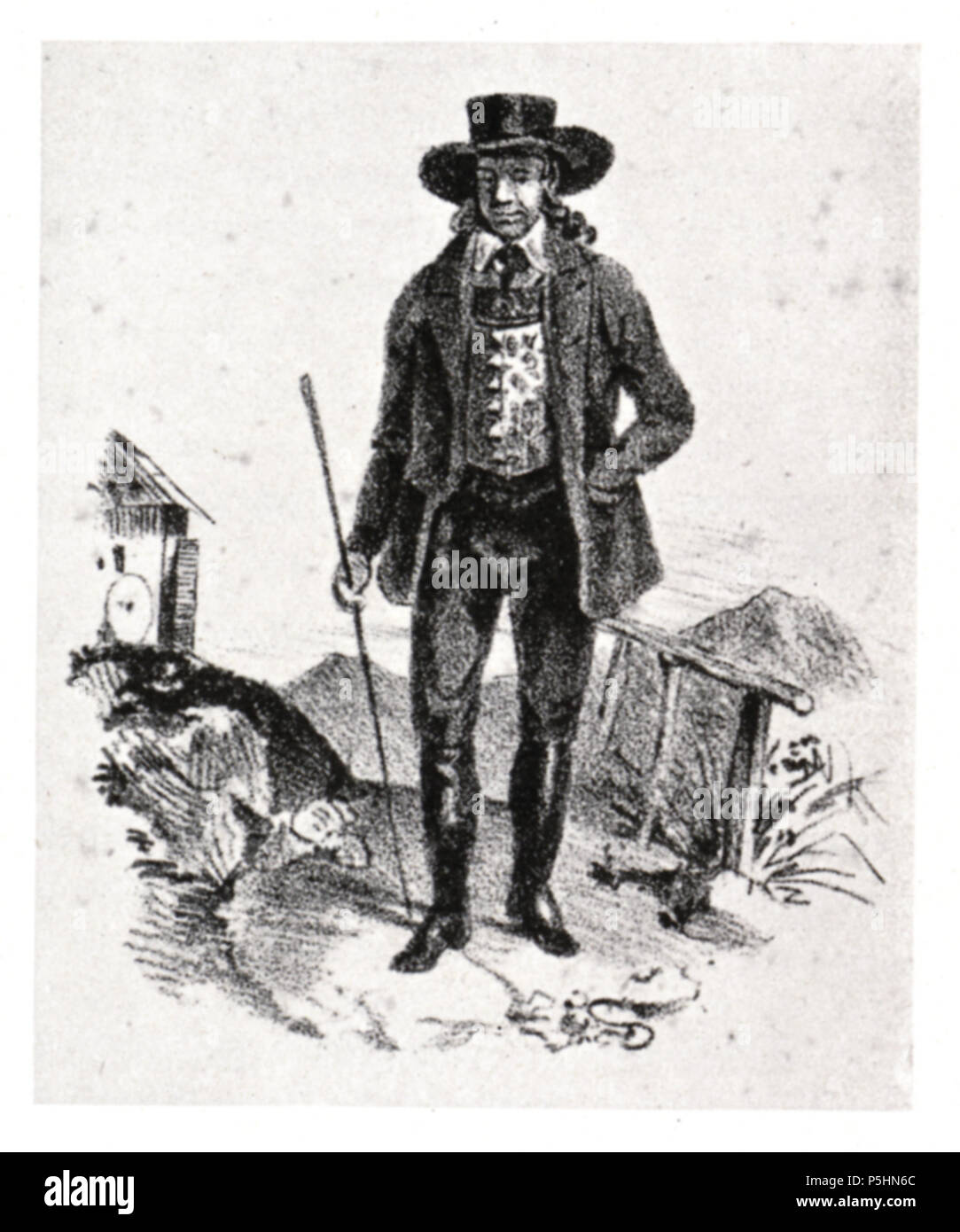 16 145 Bauer aus der Gegend Langenthal (nördl. von Marburg) - Lith. um 1860, Zeichner unbekannt Foto Stock