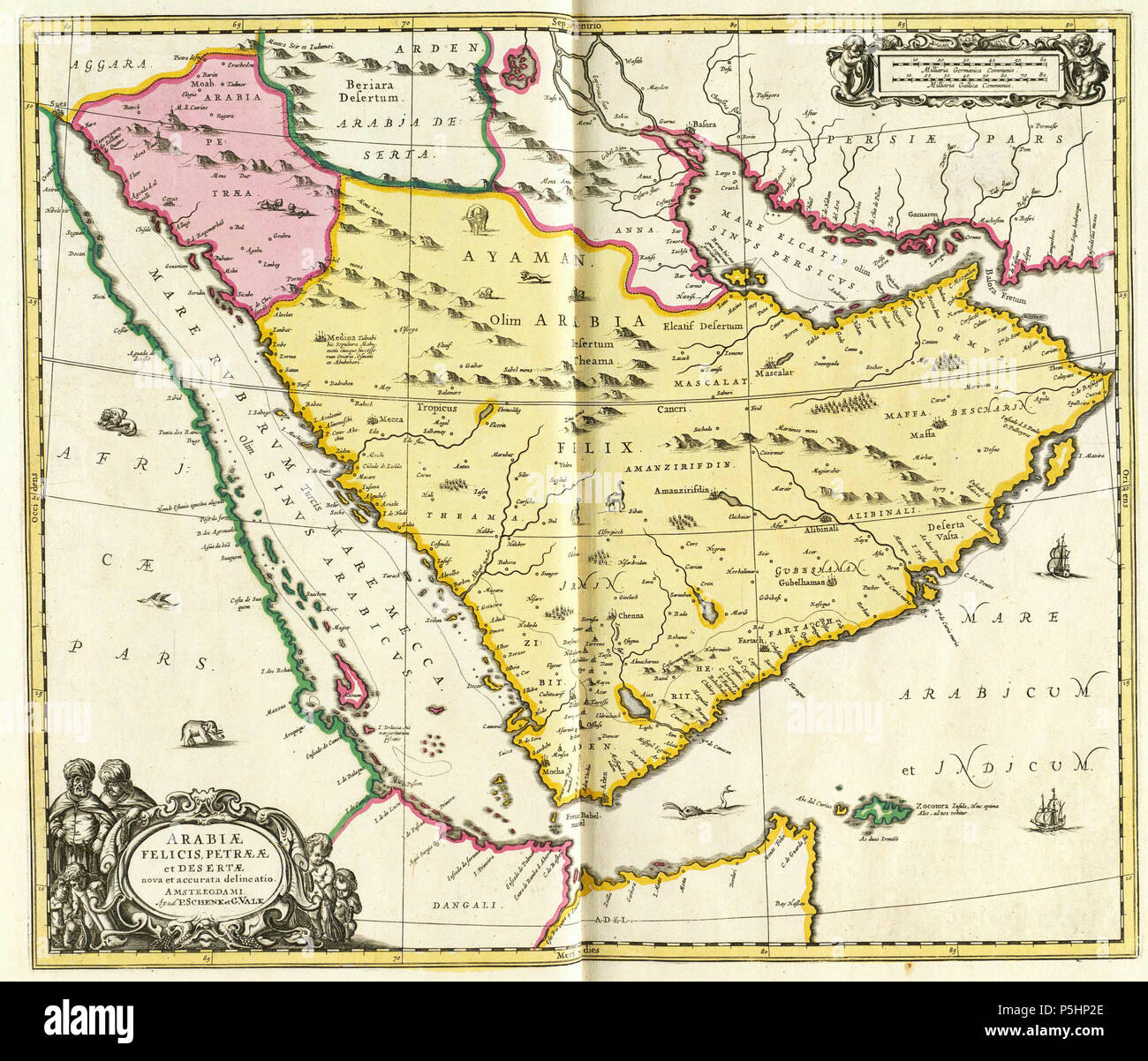 N/A. Arabiae Felicis Petrae ae et Desertae nova et ... tra 1658 e 1700. Peter Schenk il Vecchio (1660-1718) nomi alternativi Petrus Schenck (MI), Pieter Schenck (MI), Petrus Schenk (I) Descrizione incisore olandese e publisher e Data di nascita e morte 26 dicembre 1660 (battezzato) 1711 Luogo di nascita e morte Elberfeld Leipzig opera posizione Amsterdam, Rotterdam competente controllo : Q78163 VIAF:87245200 ISNI:0000 0001 1682 407X ULAN:500008827 LCCN:N96109832 NLA:36409973 WorldCat Gerard Valck (1652-1726) nomi alternativi Gerard Valk, Gerardus Valk Descrizione incisore olandese, pu Foto Stock