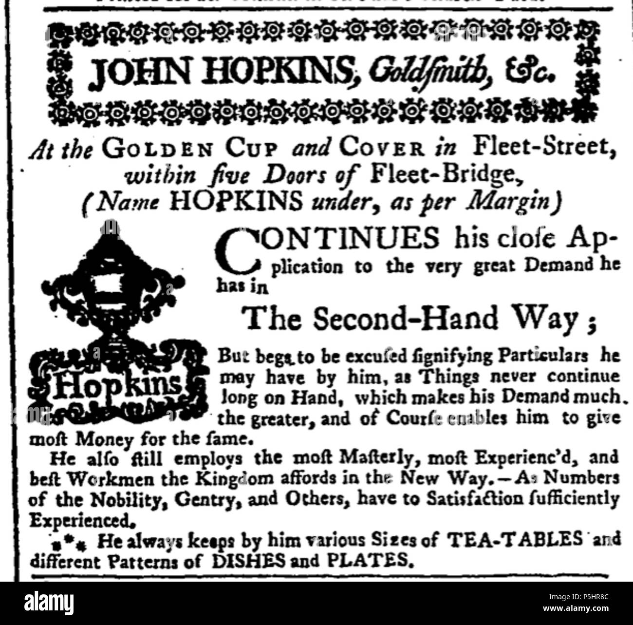 23 1751 GoldenCup pubblicità in Whitehall Evening Post o Londra Intelligencer gennaio3 Foto Stock