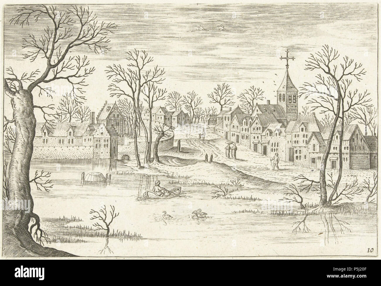 Inglese: Paesaggio con un lago tra 1578 e 1618. N/A 63 Adriaen Collaert, Jacob più truci - Paesaggio con un lago Foto Stock