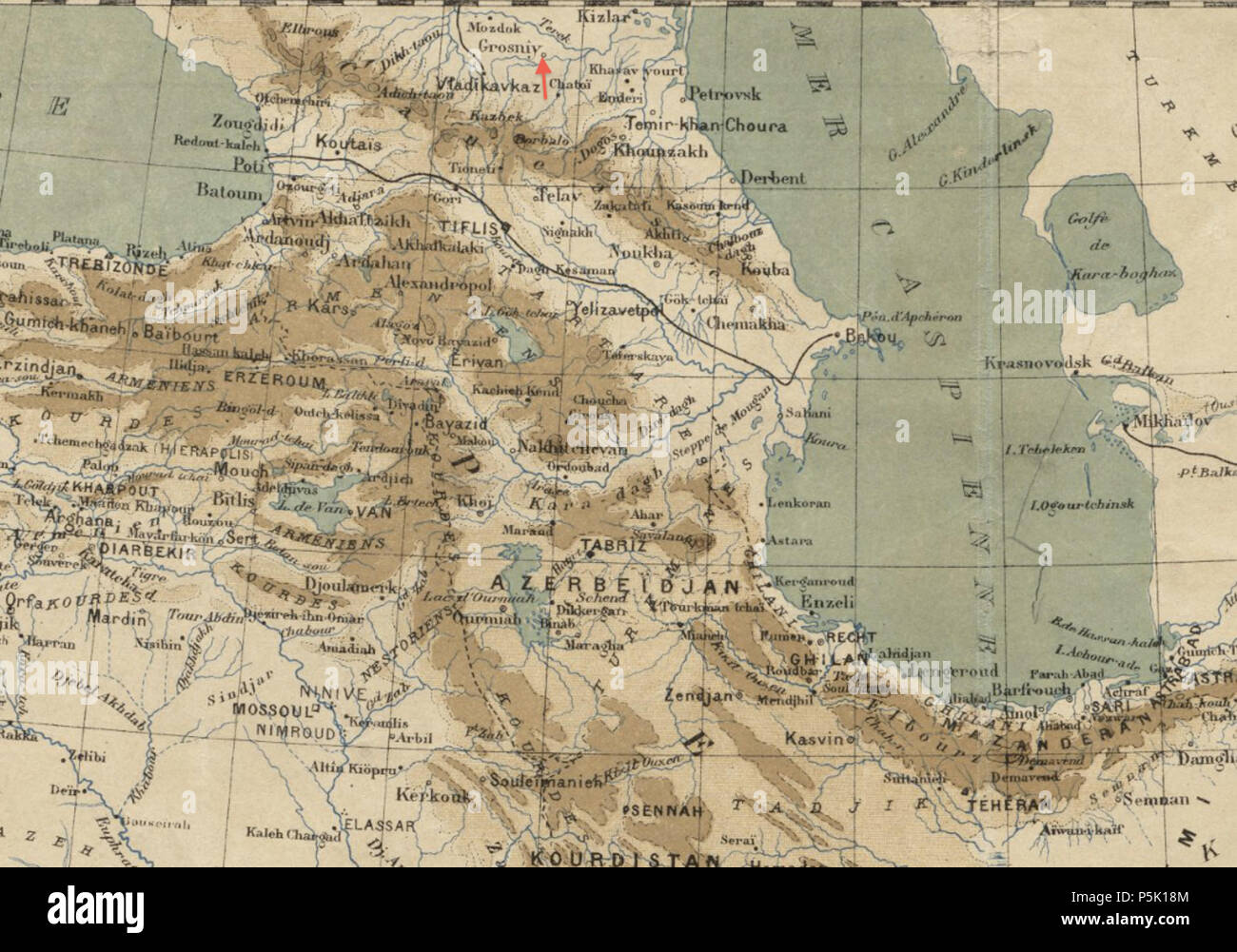 30 1883 Grosniy dettaglio mappa l'Asie Antérieure da Perron BPL 10106 Foto Stock