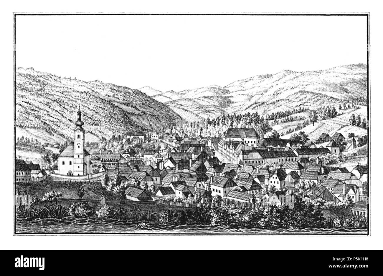 32 191 Mürzzuschlag gegen den Semmering - J.F.Kaiser Lithografirte Ansichten der Steiermark 1830 Foto Stock