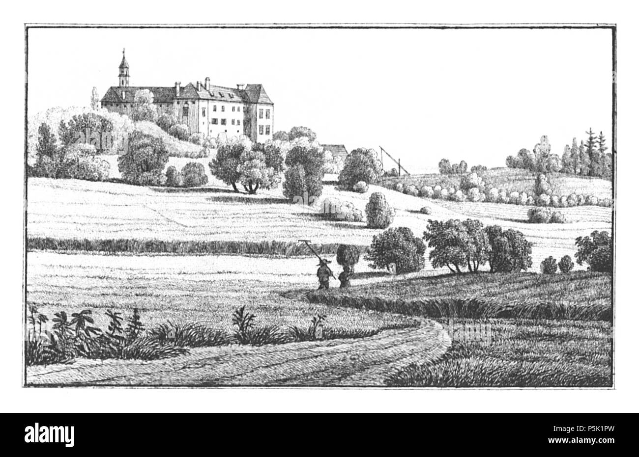 33 199 Schloß Neudorf, calza bei Wildon - Lith. Folwarczni - J.F.Kaiser Lithografirte Ansichten der Steiermark 1830 Foto Stock