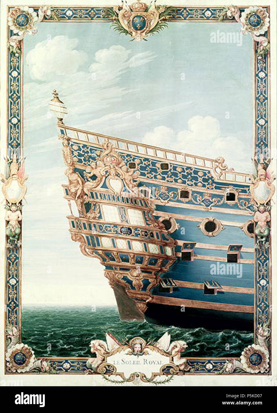 N/A. Svenska: Målning aktern av på det franska krigsfartyget Soleil Royal (1670). Inglese: pittura della poppa della nave da guerra francese Soleil Royal (1670 . 1693. Jean Bérain il Vecchio (1640-1711) nomi alternativi Jean Berain Jean I Berain Jean Bérain Jean Berain il sambuco Jean Bérain il sambuco Descrizione designer francese, decoratore, disegnatore e incisore, padre di Jean Berain II Data di nascita e morte 4 giugno 1640 (battezzato) 24 gennaio 1711 Luogo di nascita e morte Saint-Mihiel Paris Opera Parigi posizione competente controllo : Q1373528 VIAF:67262964 ISNI:0000 0001 2137 7227 ULAN:500015 Foto Stock