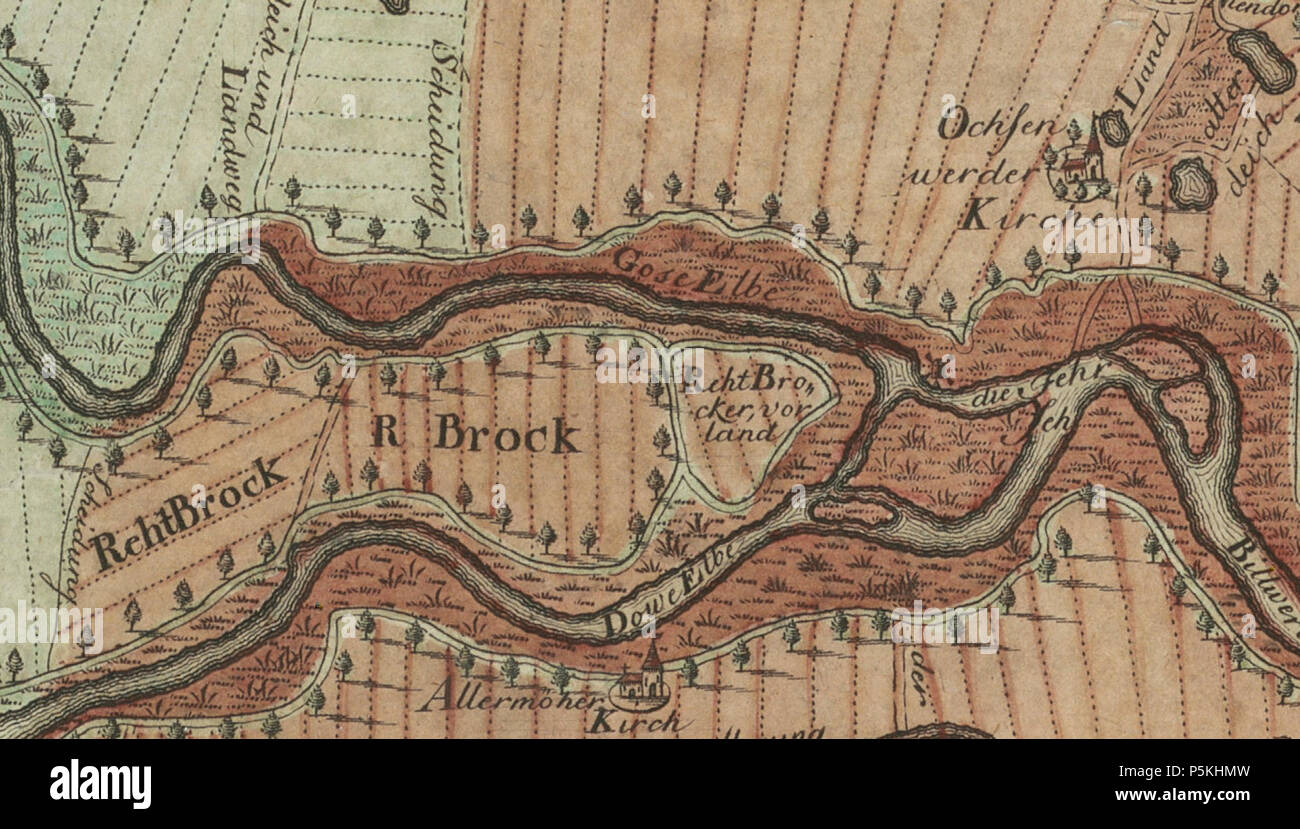 N/A. Deutsch: Ausschnitt aus der 'Elbkarte Vierlande bis Blankenese' von Pingeling aus dem Jahre 1773. 1773. Freie und Hansestadt Hamburg 503 Elbkarte Vierlande bis Blankenese Pingeling 1773 Ausschnitt Reitbrook Foto Stock