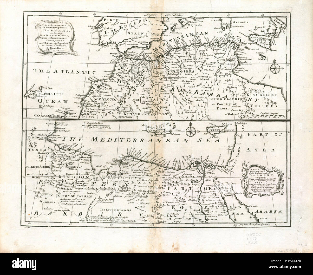 65 Nord Africa 1747, Emanuel Bowen (4006898-recto) Foto Stock