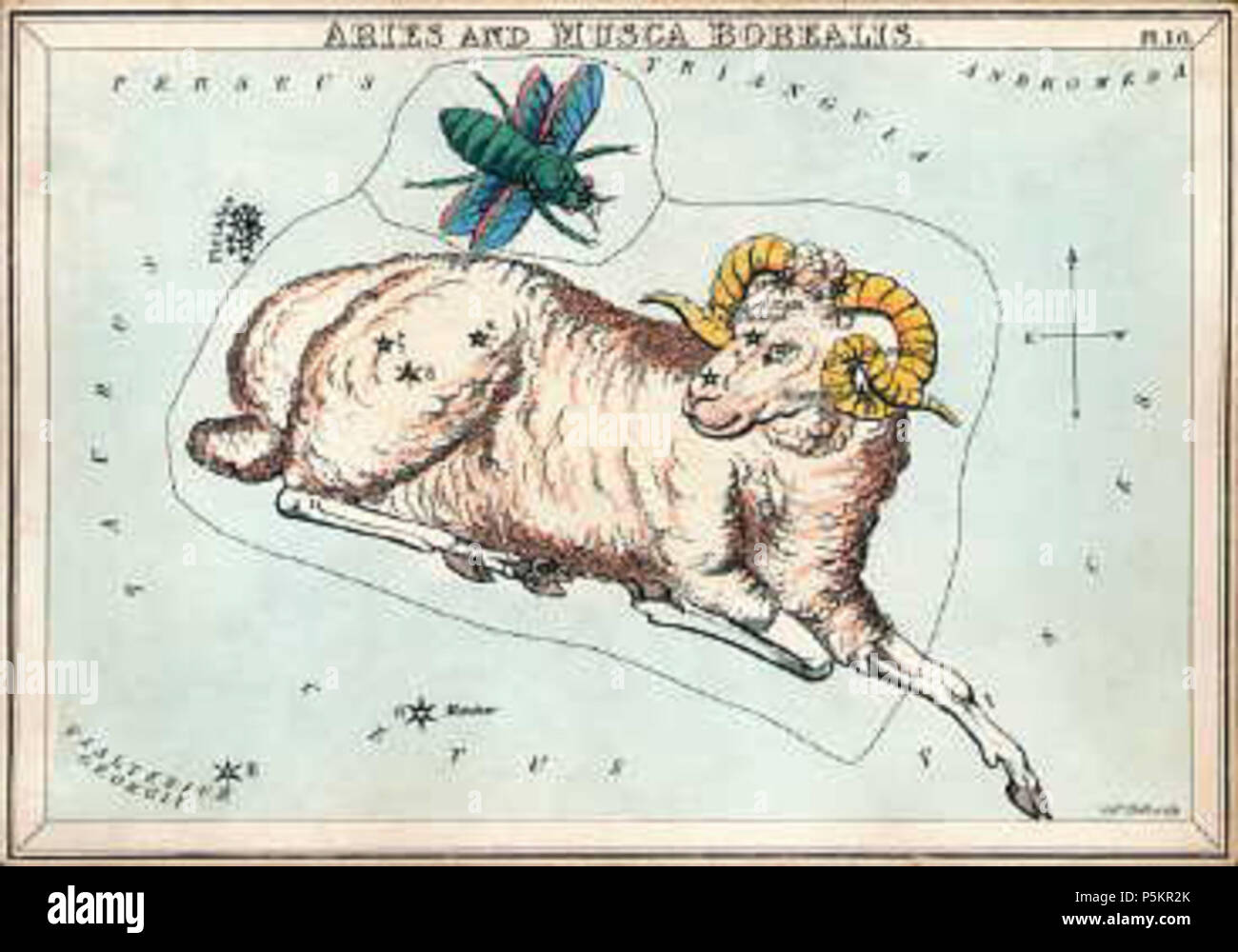 N/A. Inglese: Ariete come illustrato in specchio di Urania, un set di schede di costellazione pubblicato a Londra c. 1825. 1825. Incerto, vedi il sito web 122 Ariesurania Foto Stock