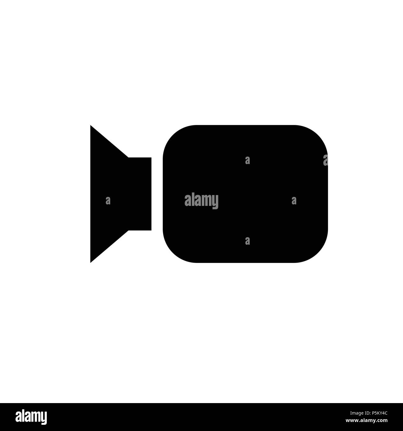 Icona videocamera per uso in piccole dimensioni; flat vettore grafico su sfondo isolato. Variante n. 1 Illustrazione Vettoriale