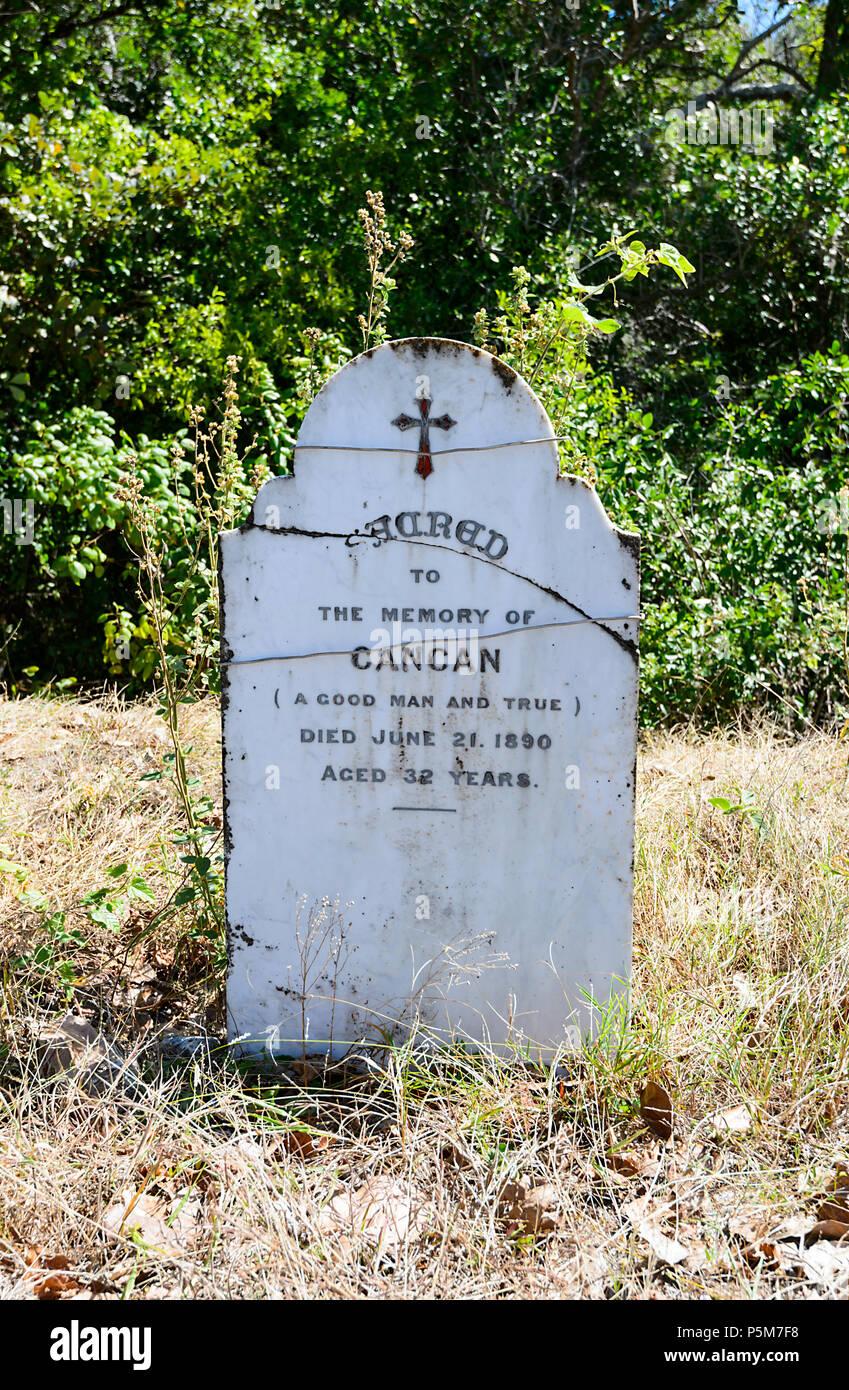 Memoriale di un Pearl Diver Cancan denominato a Somerset cimitero, Cape York Peninsula, estremo Nord Queensland, FNQ, QLD, Australia Foto Stock
