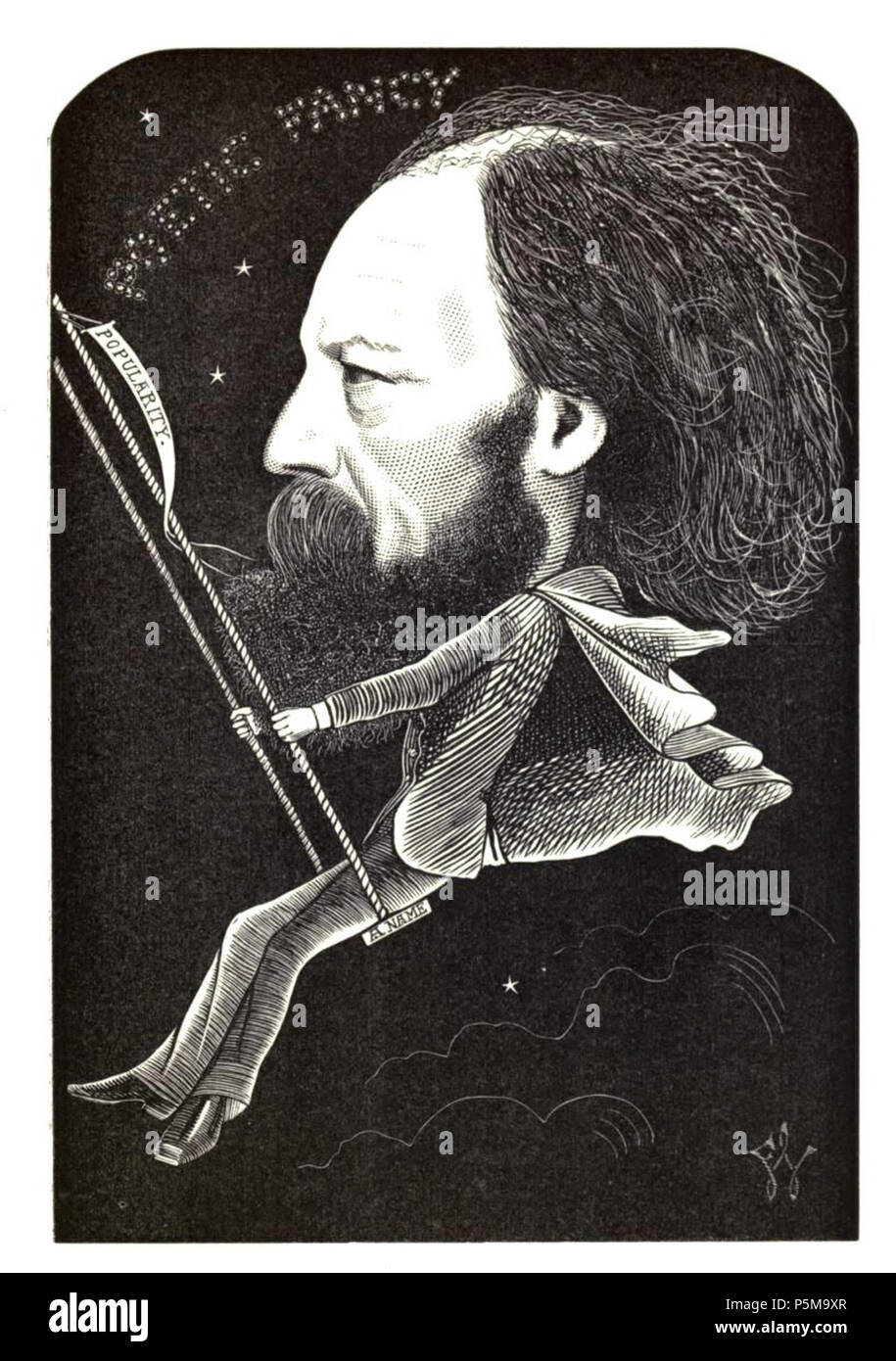 N/A. Inglese: Alfred Tennyson. Poeta laureato. Da Cartoon ritratti e biografie di uomini del giorno . 1872. Illustrator: Federico Waddy (1848-1901) Descrizione artista britannico, scultore, illustratore e caricaturista Data di nascita e morte 1848 30 Settembre 1901 Luogo di nascita di Islington periodo di lavoro 1870s-1901 competente controllo : Q18511856 VIAF:60443987 ISNI:0000 0000 2344 7658 LCCN:N82228416 WorldCat 84 Alfred Tennyson (Waddy, 1872). Foto Stock
