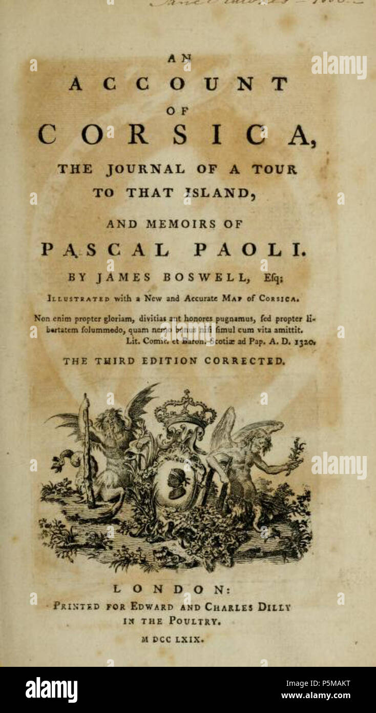 N/A. Inglese: Titolo pagina da 'un account di Corsica' pubblicato 1768 da James Boswell . 24 Luglio 2013 10:37:45. James Boswell (1740-1795) nomi alternativi James Boswell I; James, ho Boswell Descrizione giurista britannica, diarist e autore figlio di Alexander Boswell, Signore Auchinleck Data di nascita e morte 29 Ottobre 1740 / 18 Ottobre 1740 9 maggio 1795 Luogo di nascita e morte in Scozia Londra competente controllo : Q335060 VIAF:64002337 ISNI:0000 0001 2136 3095 ULAN:500274533 LCCN:N79018795 NLA:35020553 WorldCat 96 un account della Corsica, pagina titolo Foto Stock