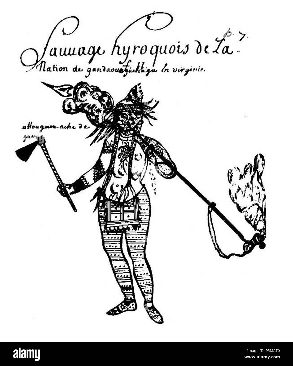 N/A. Inglese: Susquehannock da Louis Nicolas un gesuita nella Nuova Francia dal 1664 al 1675. Dal Codex canadiensis. Thomas Gilcrease Institute of American Storia e Arte, Tulsa . circa 1675. Louis Nicolas 98 Andaste6 Foto Stock