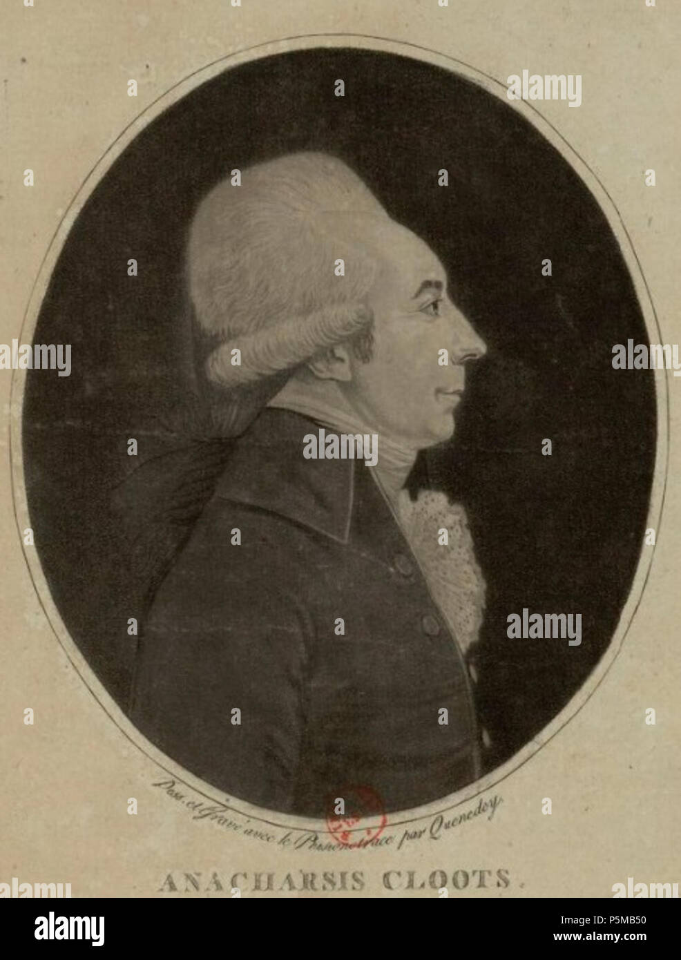 N/A. Français : Anacharsis Cloots . tra 1792 e 1794. Edme Quenedey (1756-1830), dessinateur et graveur. 97 Anacharsis Cloots Foto Stock