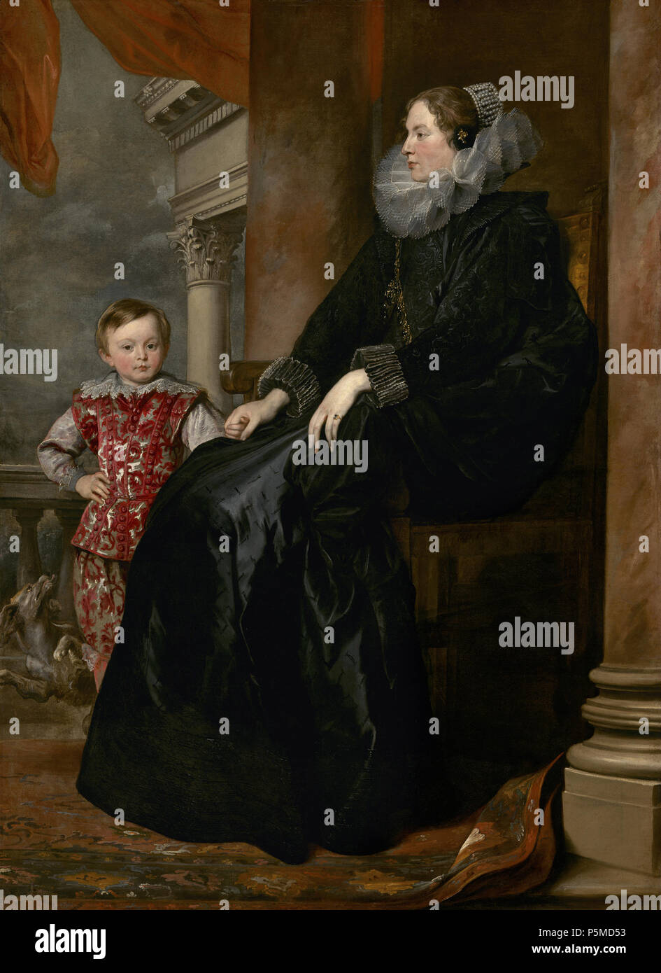 Sir Anthony van Dyck, una nobildonna genovese e suo figlio, fiammingo, 1599 - 1641, c. 1626, olio su tela, collezione Widener 109 Anthonis van Dyck 023 Foto Stock
