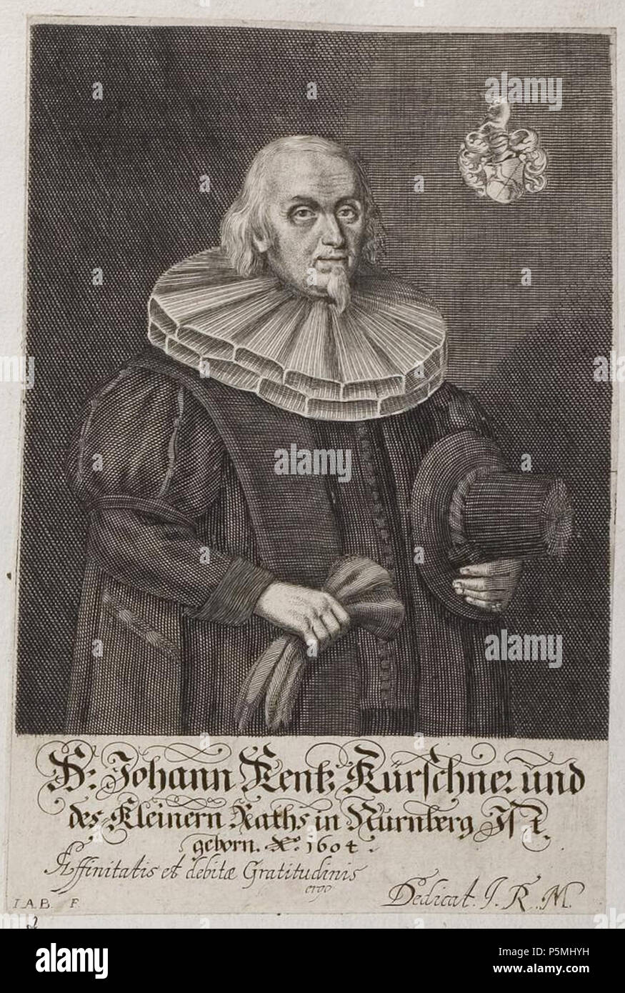 N/A. Grafik aus dem Klebeband Nr. 3 der Fürstlich Waldeckschen Hofbibliothek Arolsen Motiv: Johann Kentz (1604-1670), Kürschner u. Ratsher in Norimberga. Il XVII secolo. Johann Alexander Boener 134 Arolsen Klebeband 03 155 2 Foto Stock