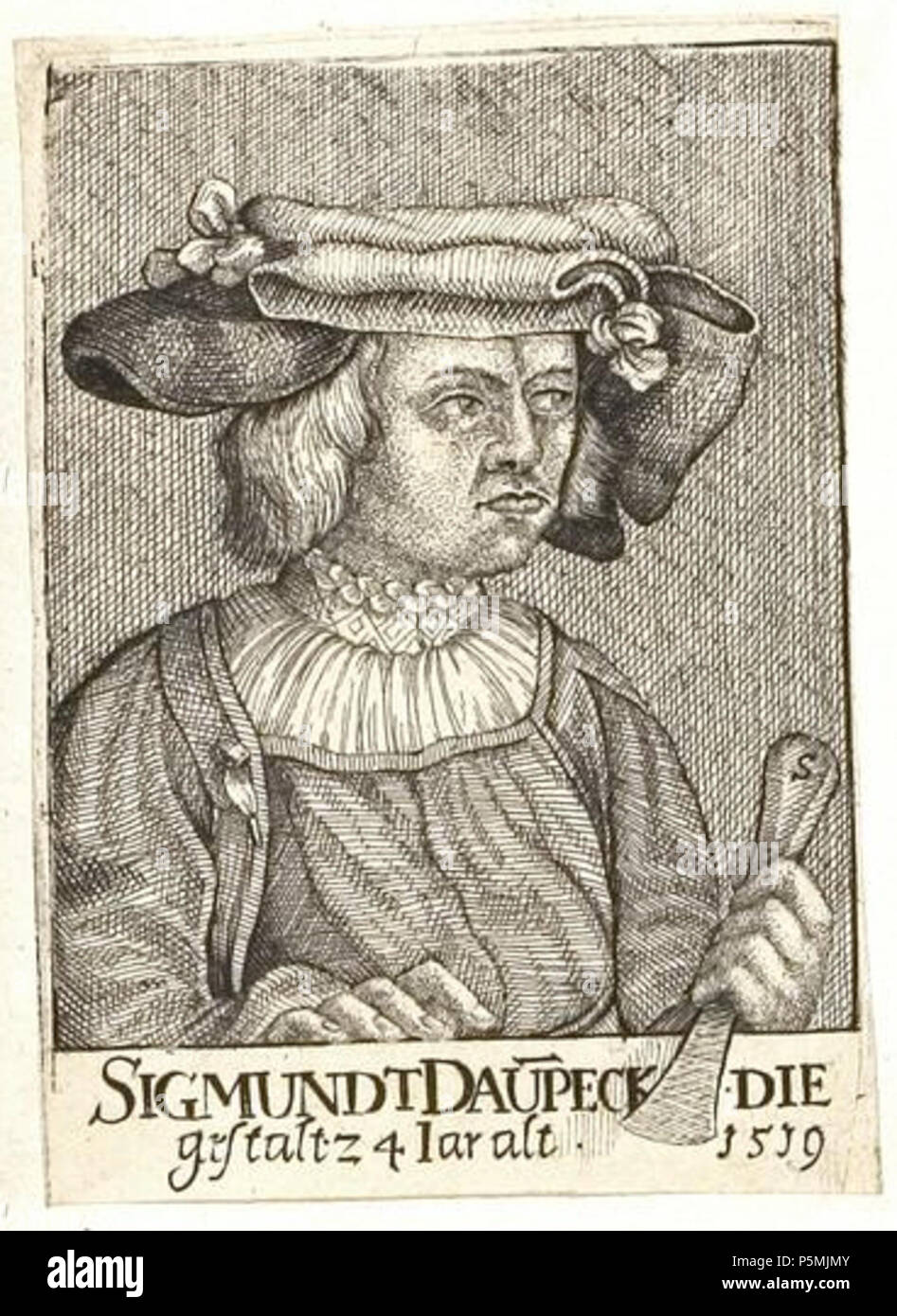 N/A. Grafik aus dem Klebeband Nr. 3 der Fürstlich Waldeckschen Hofbibliothek Arolsen Motiv: Sigmundt Daupeck (Daunpeck; Steinmetz in Norimberga) Autorità di controllo GND:1019736836 . 1519. Sconosciuto 135 Arolsen Klebeband 03 711 1 Foto Stock