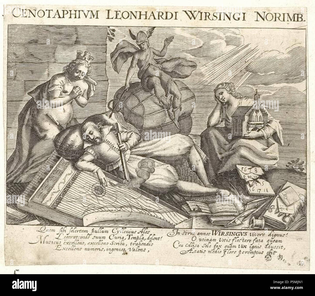 N/A. Grafik aus dem Klebeband Nr. 3 der Fürstlich Waldeckschen Hofbibliothek Arolsen Motiv: Leonhard Wirsing, Nürnberger Musiker . Il XVII secolo. Sconosciuto 135 Arolsen Klebeband 03 711 5 Foto Stock