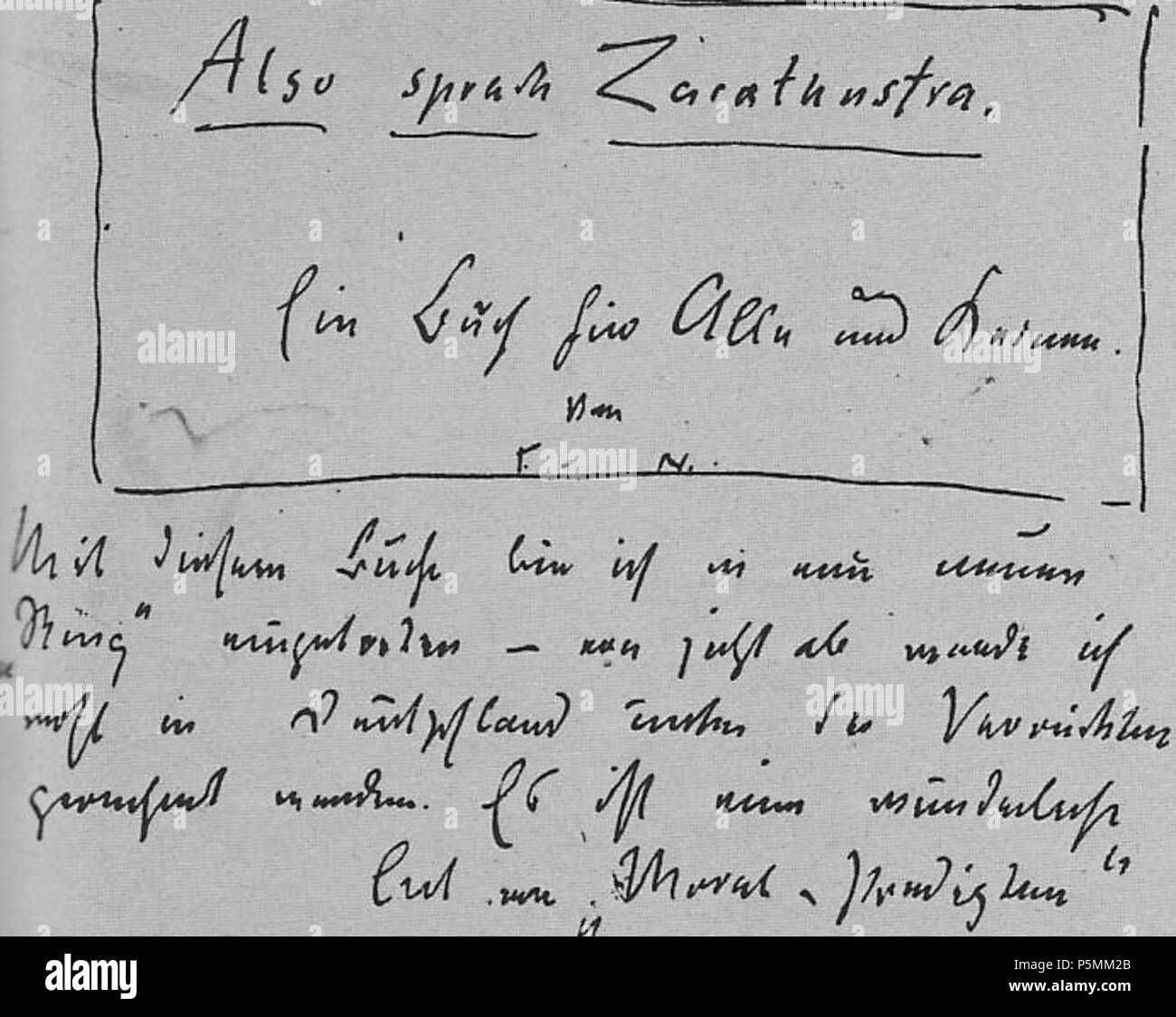 N/A. Friedrich Nietzsche annuncia il titolo del suo nuovo libro in una  lettera a Heinrich Köselitz . 1 febbraio 1883. Friedrich Nietzsche  (1844-1900) nomi alternativi Friedrich Wilhelm Nietzsche Descrizione  filologo tedesco, Filosofo