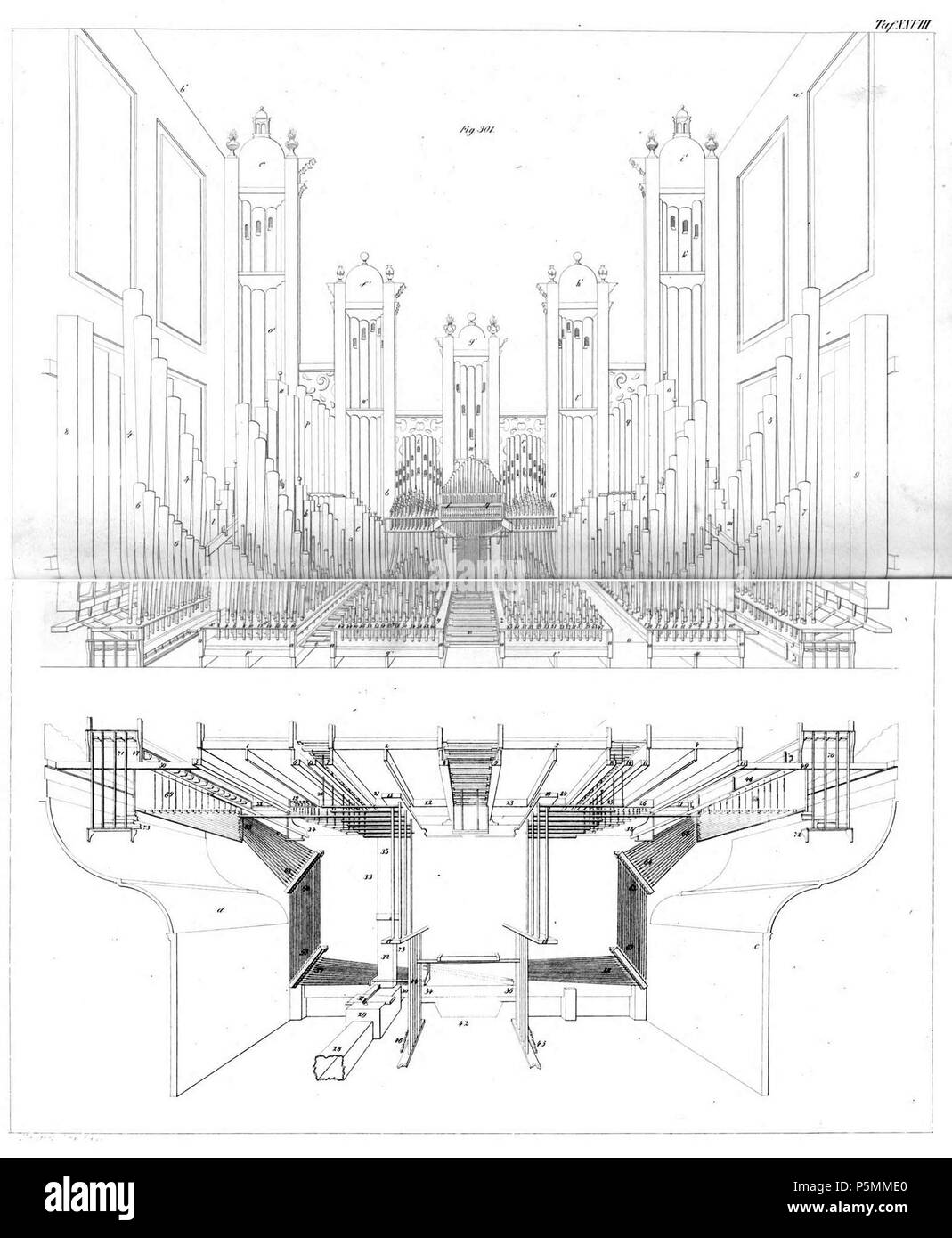 N/A. Tafel aus Johann Gottlob Töpfer: Atlas zum Lehrbuch der Orgelbaukunst, Weimar 1855 Tafel 28 . 1855. Autor: Johann Gottlob Töpfer; Verlag, Druck und Lithographie: Bernhard Friedrich Voigt 146 Atlas Orgelbaukunst Tafel 028 Foto Stock