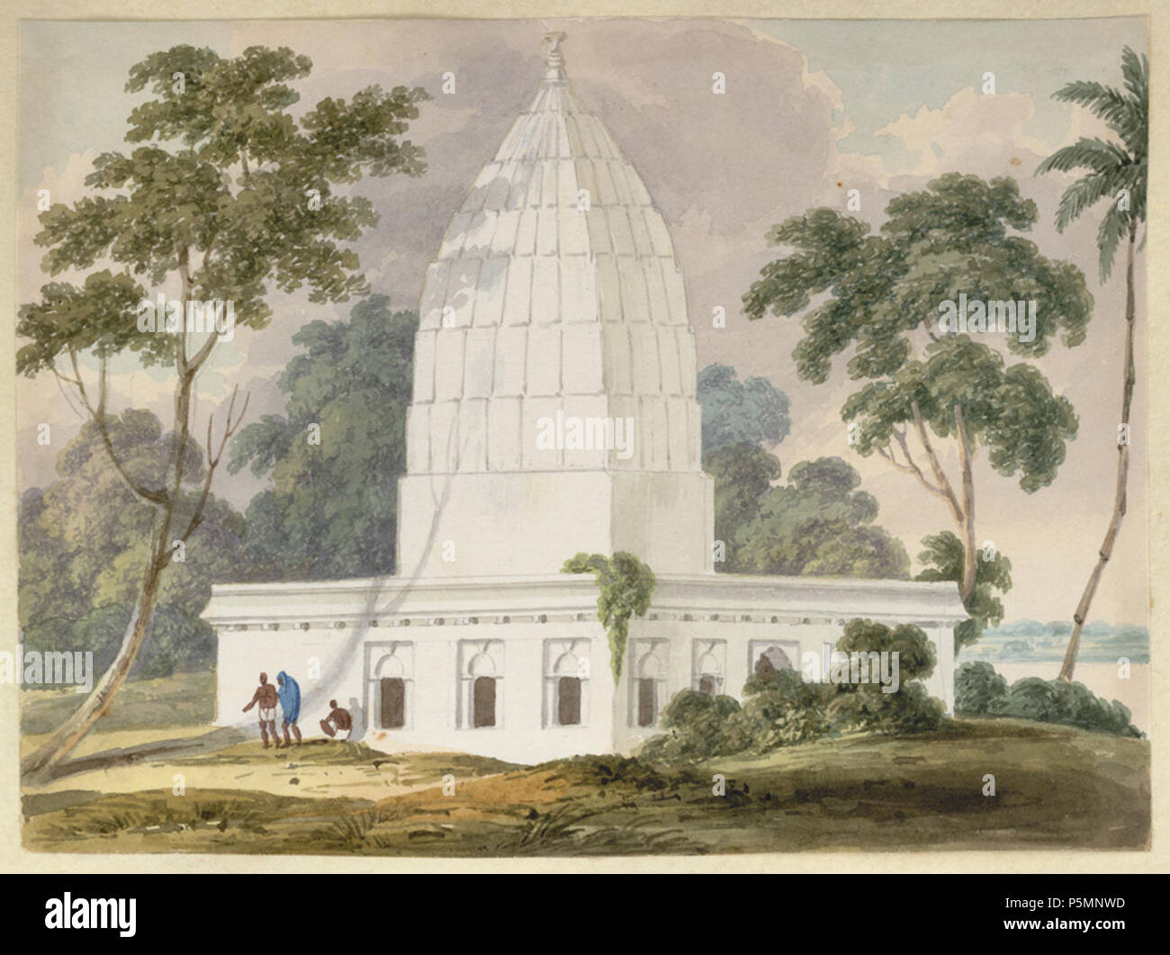 N/A. Inglese: Settembre 1820 acqua-disegno a colori da Sir Charles D'Oyly (1781-1845) del monumento eretto dai nativi di Bhagalpur (Bhaughulpoor) Distretto, il Bengala, India, alla memoria di Augusto Clevland (1755-84) del Bengala servizio civile, collettore e giudice Bhagalpur. Due memoriali eretti a lui in Bhagalpur, uno in pietra inviato dalla Corte di amministrazione della East India Company da Inghilterra, gli altri qui illustrato, un santuario costruito dal suo personale nativo e conoscenti. Uno dei 28 acqua-colori da Sir Charles D'Oyly durante il suo viaggio lungo i fiumi Bhagirathi e Gange, d Foto Stock