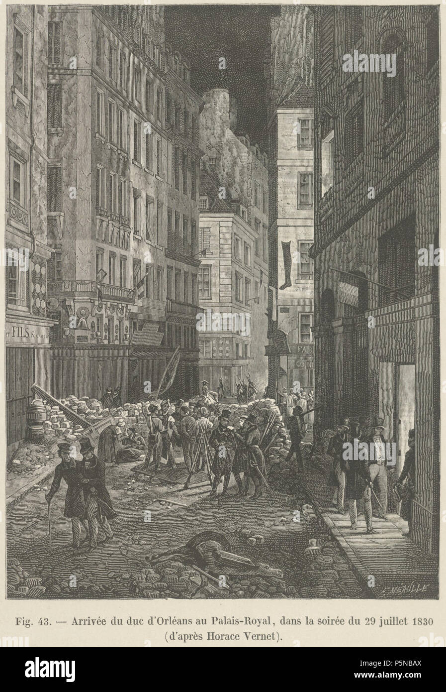 140 Arrivée du duc d'Orléans au Palais-Royal, dans la soirée du 29 juillet 1830 Foto Stock