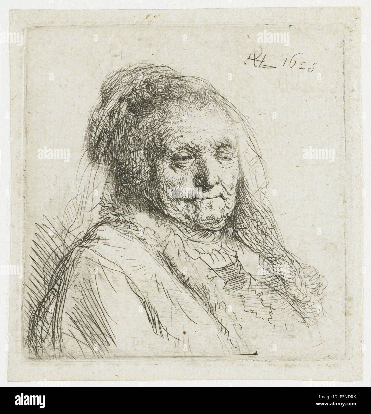 Madre dell'artista: la testa e il busto, tre quarti a destra 1628. N/A 159 B354 Rembrandt Foto Stock