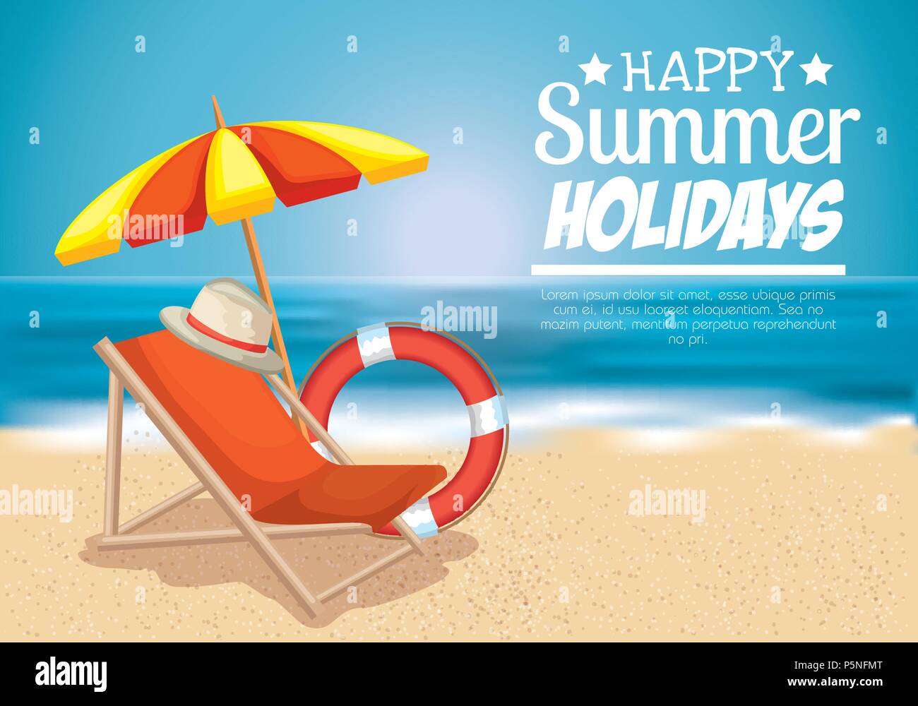 Spiaggia Con Le Vacanze Estive Le Icone Immagine E Vettoriale Alamy