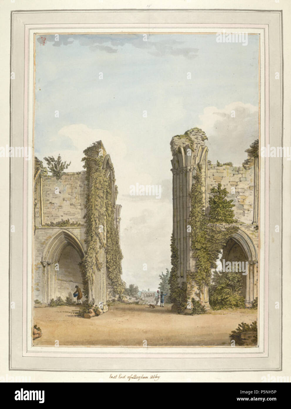 Inglese: Bayham Abbey f. 15 (n. 25) . Vista delle rovine dell'interno dell'east end di Bayham Abbey vicino a Lamberhurst, Kent N/A 179 Bayham Abbey f. 15 (n. 25) da Samuel Hieronymus Grimm 1783 Foto Stock