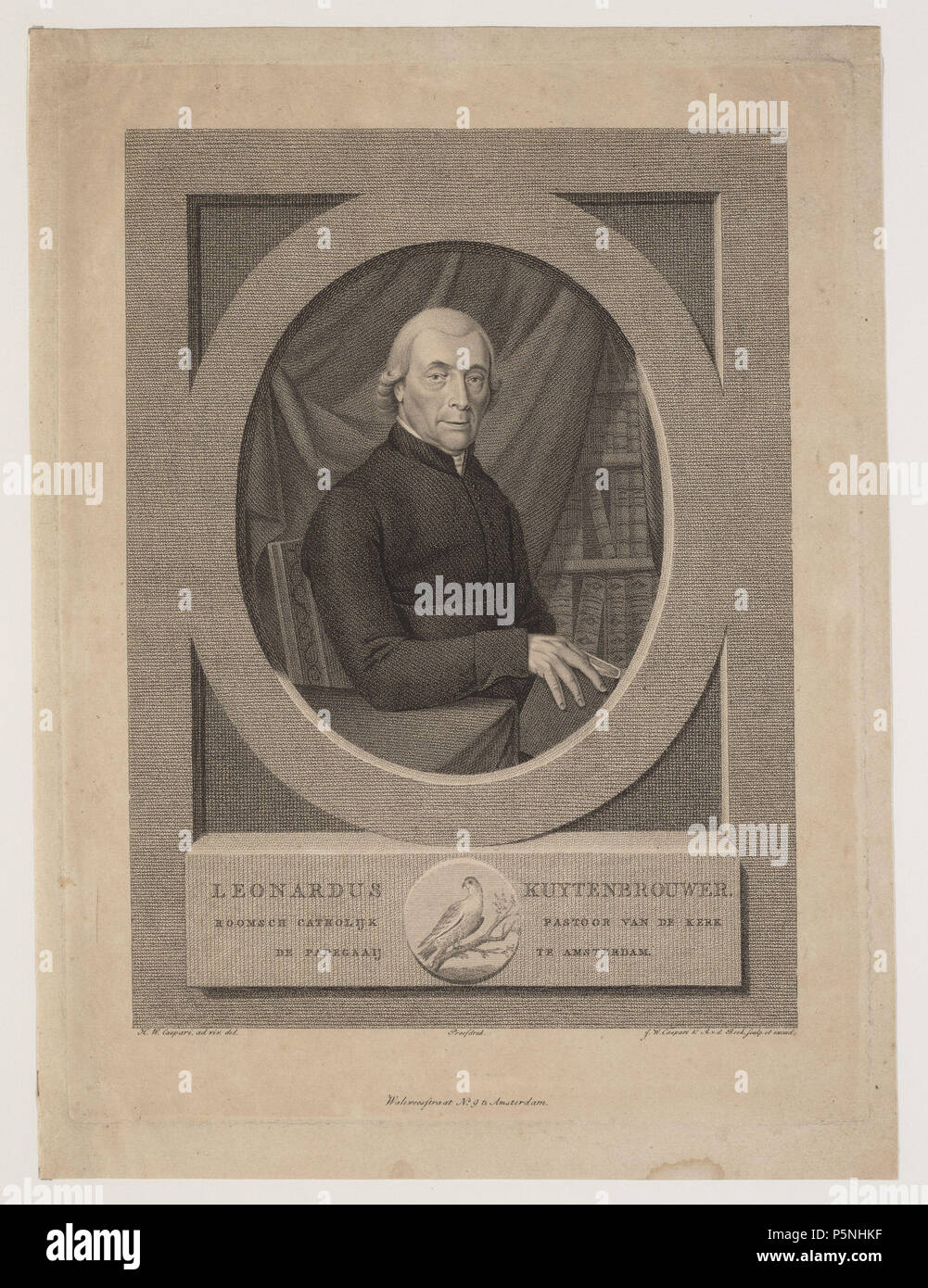 N/A. Nederlands: Beschrijving Leonardus Kuytenbrouwer (18-04-1748 / 02-04-1827) Pastoor van de Papegaay te Amsterdam. Beschrijving: proefdruk. Afmetingen: 310 x 230 mm. Documenttype prent Vervaardiger Beek, Antonie van der (1783-1852) Caspari, Jan-Willem (1779-1822) Caspari, Hendrik Willem (1770-1829) Collectie Collectie Stadsarchief Amsterdam: tekeningen en prenten Inventarissen http://archief.amsterdam/archief/10097/010097014481 Afbeeldingsbestand 010097014481 . Data sconosciuta. Beek, Antonie van der (1783-1852) 180 Beek, Antonie van der (1783-1852), Afb 010097014481 Foto Stock