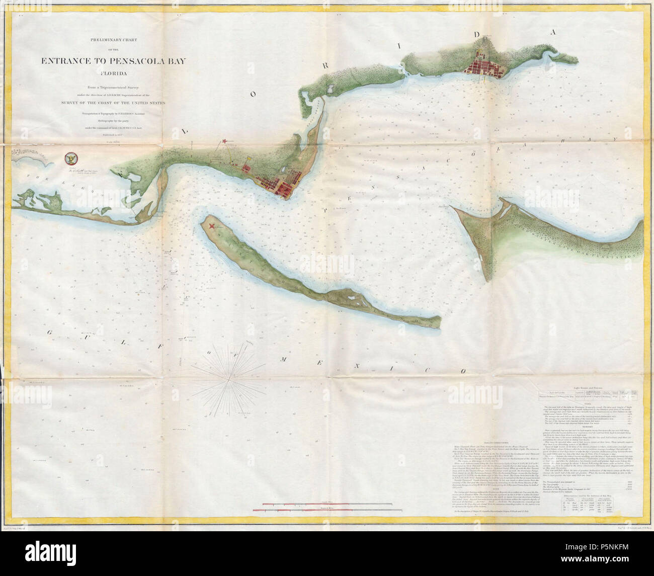 1857 U.S.C.S. La mappa o il grafico di Penascola Bay e Harbour, Florida - Geographicus - Pensacola-uscs-1857. Foto Stock