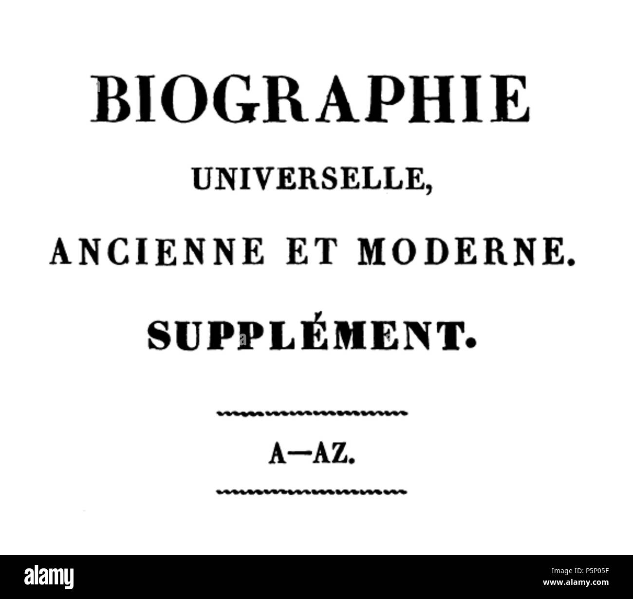 205 Biographie universelle ancienne et moderne - 1811 - Tome 56 - Titolo Foto Stock