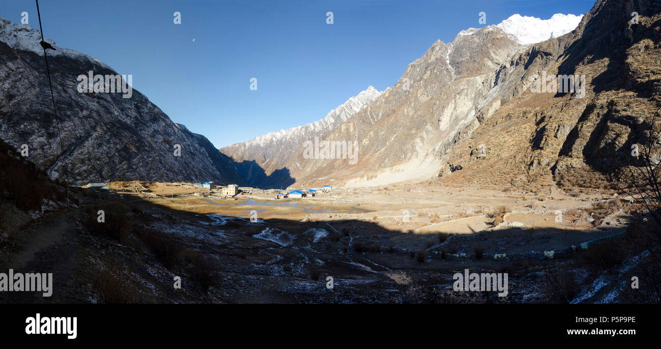 Langtang Village, Langtang Valley, Nepal Foto Stock