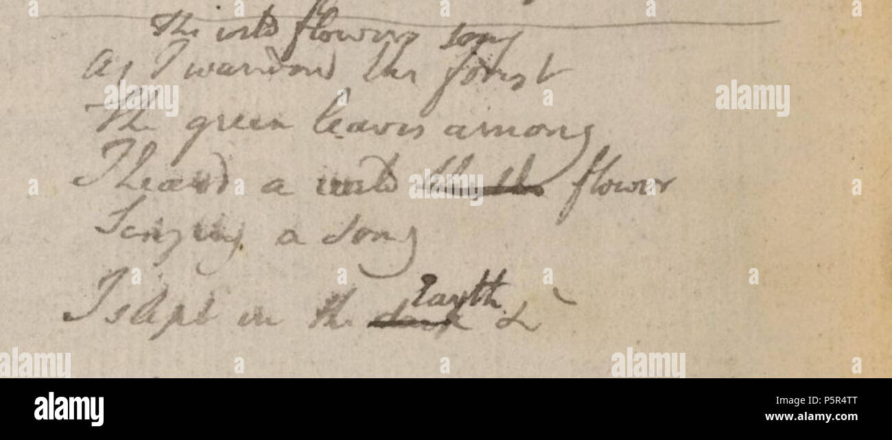 N/A. Inglese: Blake manoscritto - Notebook 30 - Il selvaggio fiore di canzone 1 . Il 7 settembre 2013, 14:46:54. William Blake (1757-1827) nomi alternativi W. Blake; Uil'iam Bleik; Blake Descrizione British-English pittore, poeta, scrittore, teologo, collezionista e incisore, Data di nascita e morte 28 novembre 1757 12 agosto 1827 Luogo di nascita e morte Broadwick Street Charing Cross sede di lavoro London Authority control : Q41513 VIAF:54144439 ISNI:0000 0001 2096 135X ULAN:500012489 LCCN:N78095331 NLA:35019221 WorldCat 208 Blake manoscritto - Notebook 30 - Il selvaggio fiore di canzone 1 Foto Stock