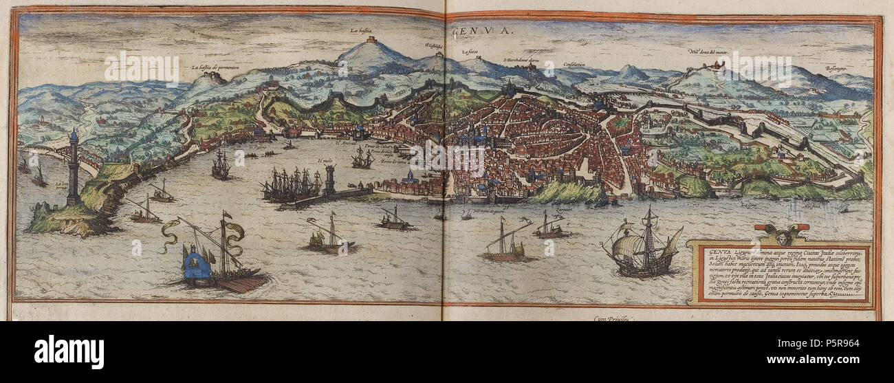 N/A. Genova . 1572. Georg Braun; Frans Hogenberg 230 Braun UBHD Genova Foto Stock