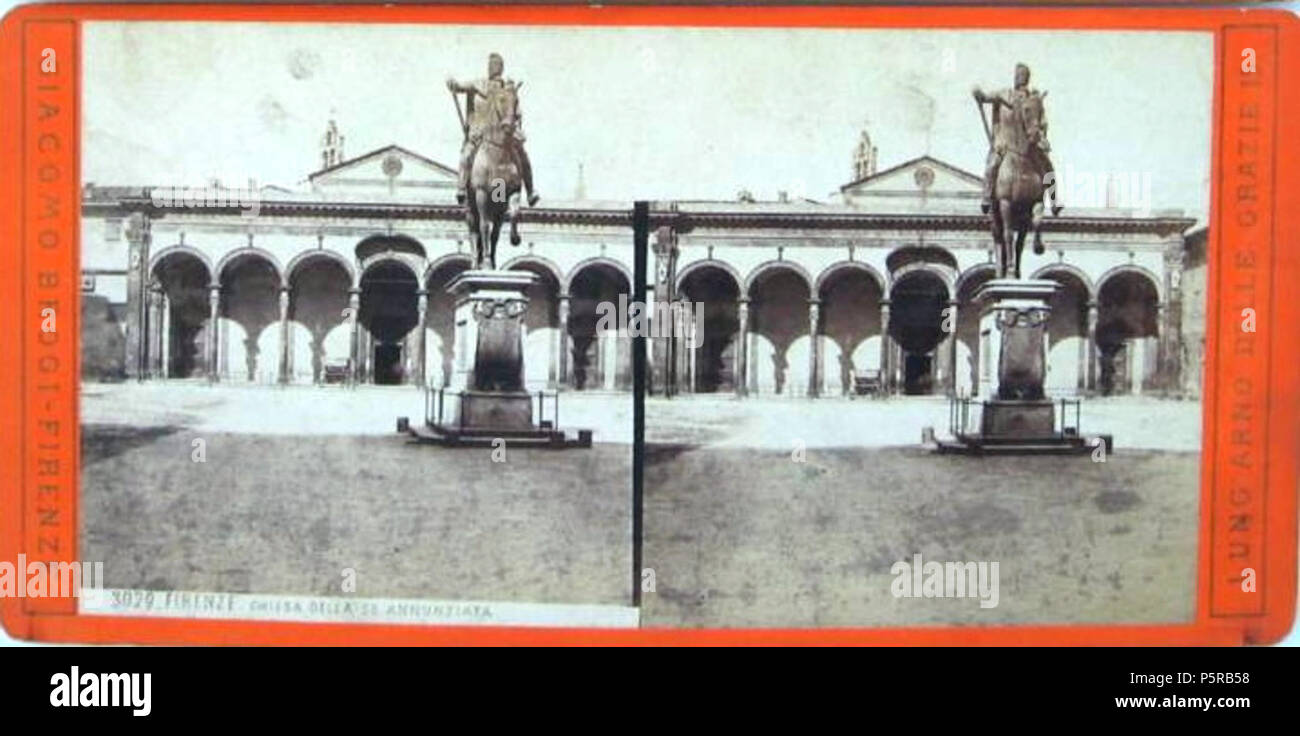 N/A. Italiano: Giacomo Brogi (1822-1881), 'Firenze - Chiesa della Santissima Annunziata". Stereofotografia. Numero di catalogo: 3079. Inglese: Giacomo Brogi (1822-1881), "Firenze - Chiesa della Santissima Annunziata". Scheda stereo. Catalogo # 3079. . Prima di 1881. Giacomo Brogi (1822-1881) Descrizione fotografo italiano Data di nascita e morte 6 aprile 1822 29 Novembre 1881 Luogo di nascita e morte Firenze Firenze periodo di lavoro 1860-1881 circa la posizione di lavoro Italia, Medio Oriente competente controllo : Q2346257 VIAF:156145857883923021479 ISNI:0000 0000 6662 3244 ULAN:500017452 LCCN:n2007070 Foto Stock