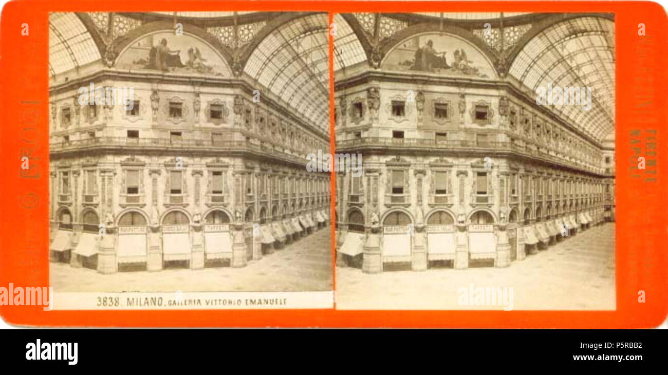 N/A. Italiano: Giacomo Brogi (1822-1881) - 'Milano. Galleria Vittorio Emanuele". Stereofotografia. Numero di catalogo: 3838. Inglese: Giacomo Brogi (1822-1881) - 'Milan. Galleria Vittorio Emanuele". Scheda stereo. Catalogo # 3838. . Giacomo Brogi (1822-1881) Descrizione fotografo italiano Data di nascita e morte 6 aprile 1822 29 Novembre 1881 Luogo di nascita e morte Firenze Firenze periodo di lavoro 1860-1881 circa la posizione di lavoro Italia, Medio Oriente competente controllo : Q2346257 VIAF:156145857883923021479 ISNI:0000 0000 6662 3244 ULAN:500017452 LCCN:no2007070355 GND:124858678 WorldCat 240 Foto Stock