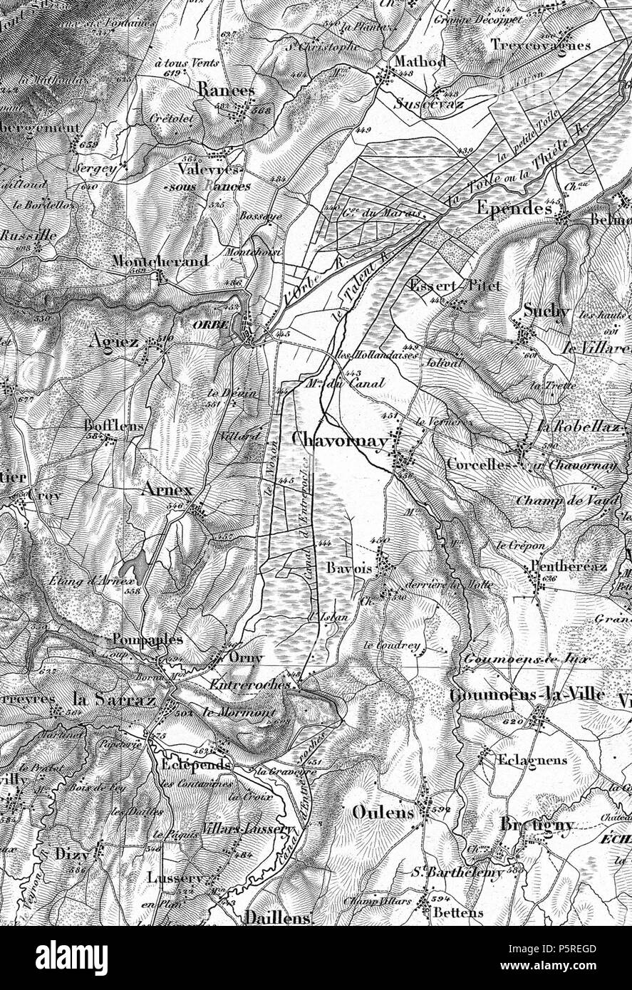266 Canal d'Entreroches, Dufour Map 1865, 01 12 Foto Stock