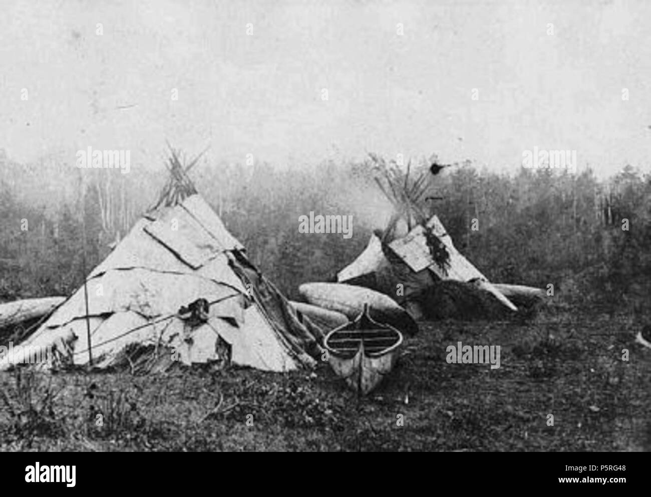 N/A. Camp Ojibwe nel 1870 . 11-21-07. Benjamin F. Upton 103 Anishinaabe camp da benjamin F Upton 1870 Foto Stock