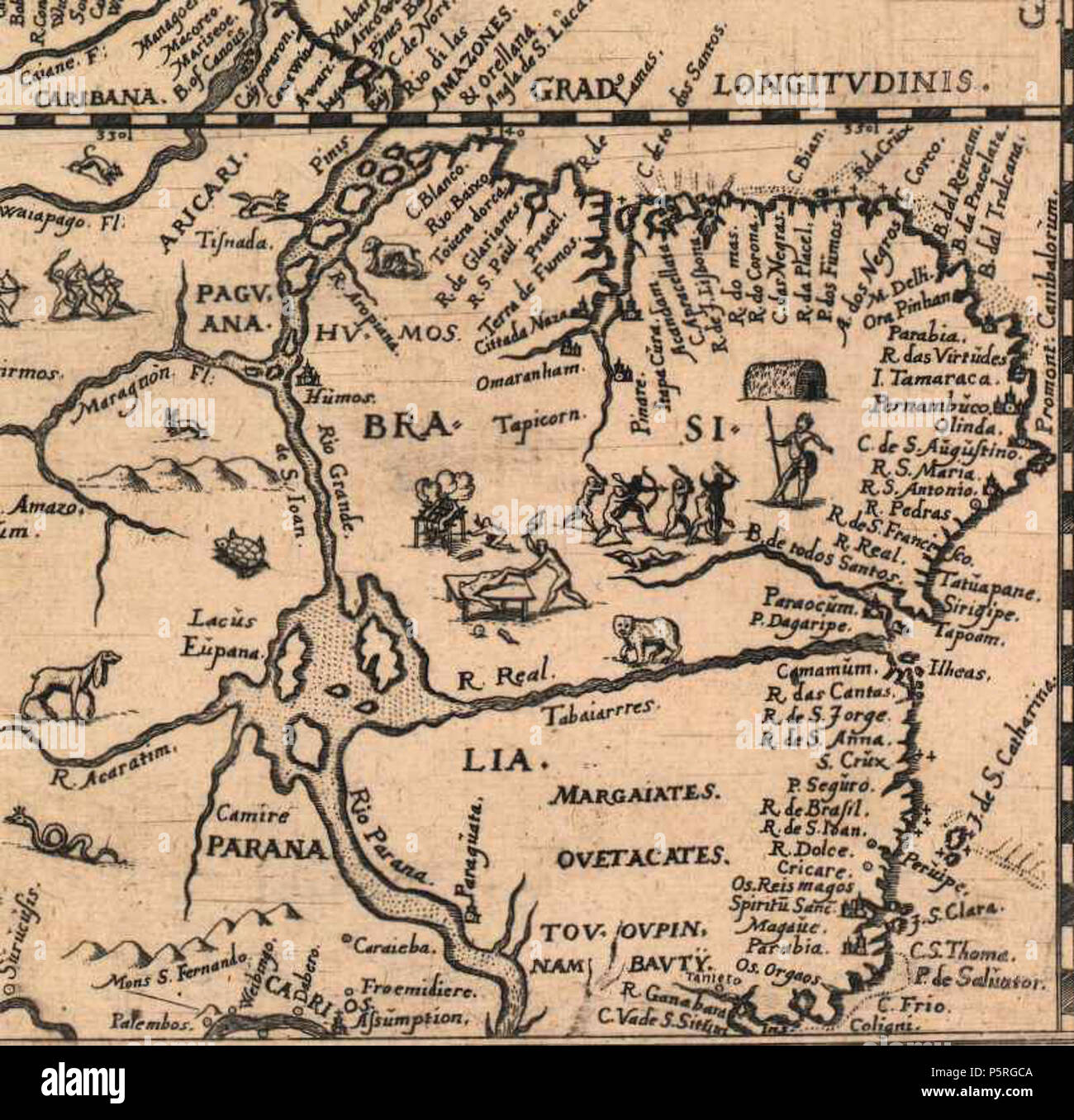 N/A. Brasile - mappa vecchia . 1602. Sconosciuto 233 Brasile mappa 1602 Foto Stock