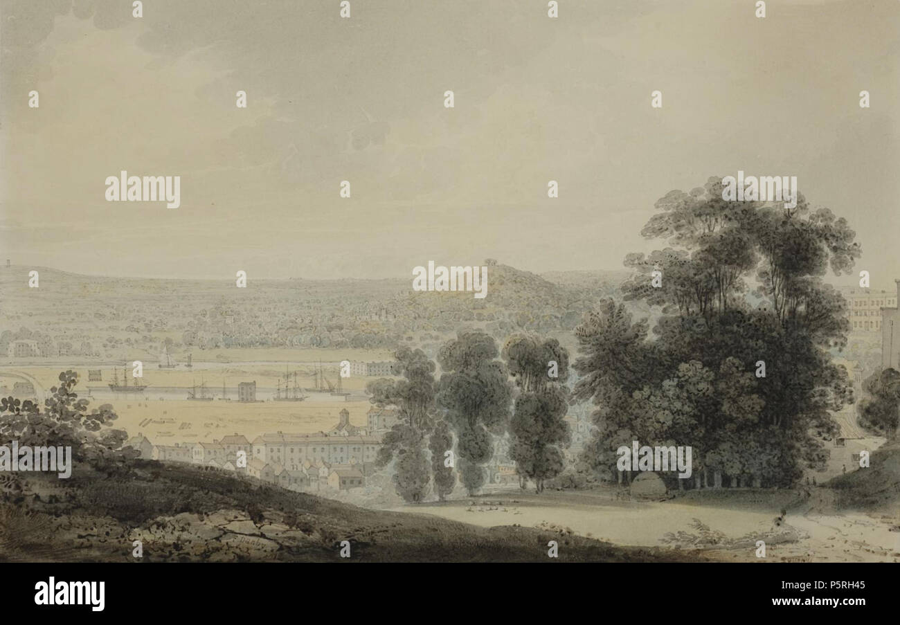 N/A. Inglese: Bristol, una vista da Clifton Hill da Francis Danby, c. 1815, acquarello e matita su carta, Museo di Shenandoah Valley . circa 1815. N/A 236 Bristol, una vista da Clifton Hill da Francis Danby, c. 1815, acquerello Foto Stock