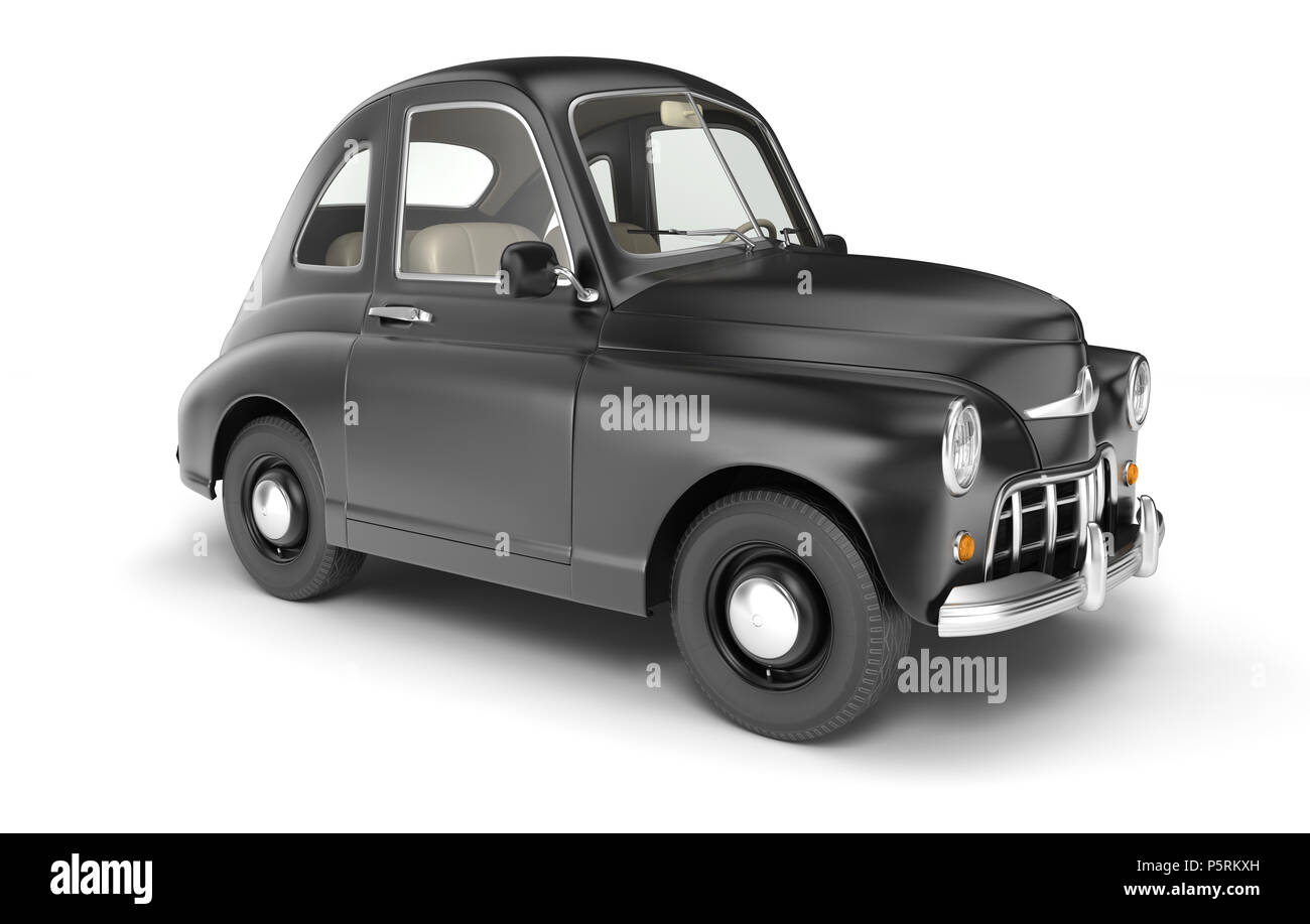Nero auto cartoon isolato su bianco. 3D illustrazione Foto Stock