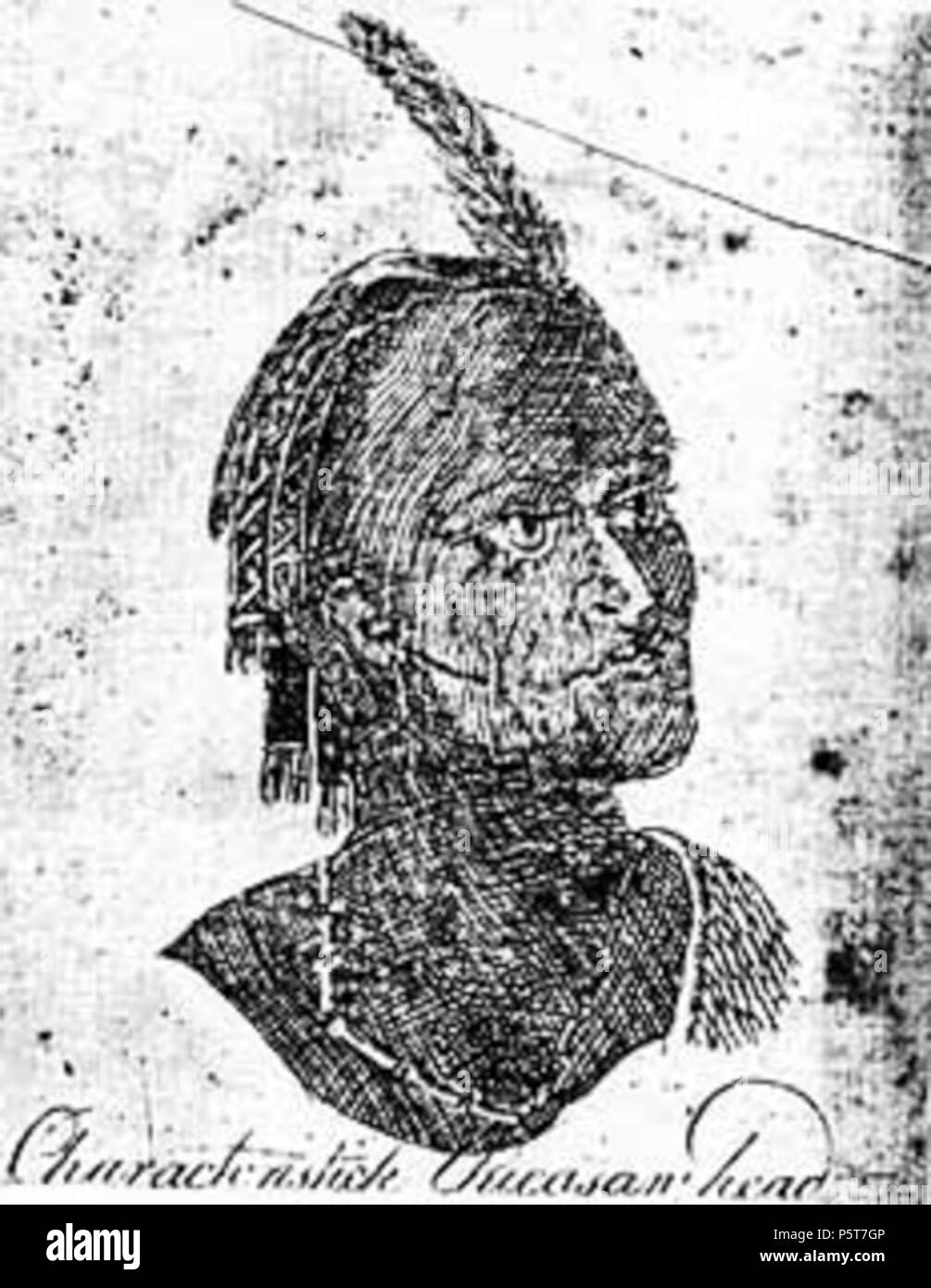 N/A. Un schizzo di un Chickasaw . 1775. Bernard romani 324 caratteristica testa Chicasaw Foto Stock