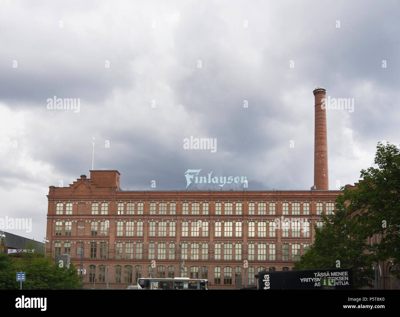 Il finlandese produttore tessile Finlayson a Tampere in Finlandia è stata fondata da un ingegnere scozzese nel 1820 e ancora produce e vende i tessuti moderni Foto Stock