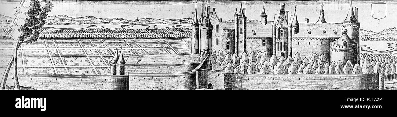 N/A. Deutsch: Stich mit der Abbildung des Schlosses Javarzay in Chef-Boutonne, Deux-Sèvres inglese: Gravure du château de Javarzay à Chef-Boutonne, Deux-Sèvres . dal XVI secolo fino al XVII secolo. Claude Chastillon (1559-1616) nomi alternativi Claude Chatillon; Claude Châtillon Descrizione francese di architetto, di ingegnere civile, topografo e disegnatore Data di nascita e morte 1559 o 1560 27 aprile 1616 Luogo di nascita e morte Châlons-en-Champagne Parigi sede di lavoro Francia competente controllo : Q1096583 VIAF:17524239 ISNI:0000 0000 8687 4999 ULAN:500028298 LCCN:nr94005144 WGA:CHASTILLO Foto Stock