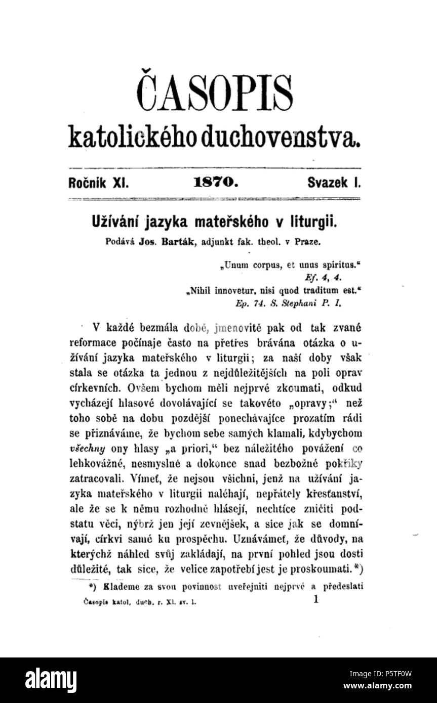 280 Casopis katolickeho duchovenstva 1870 01 001 Foto Stock