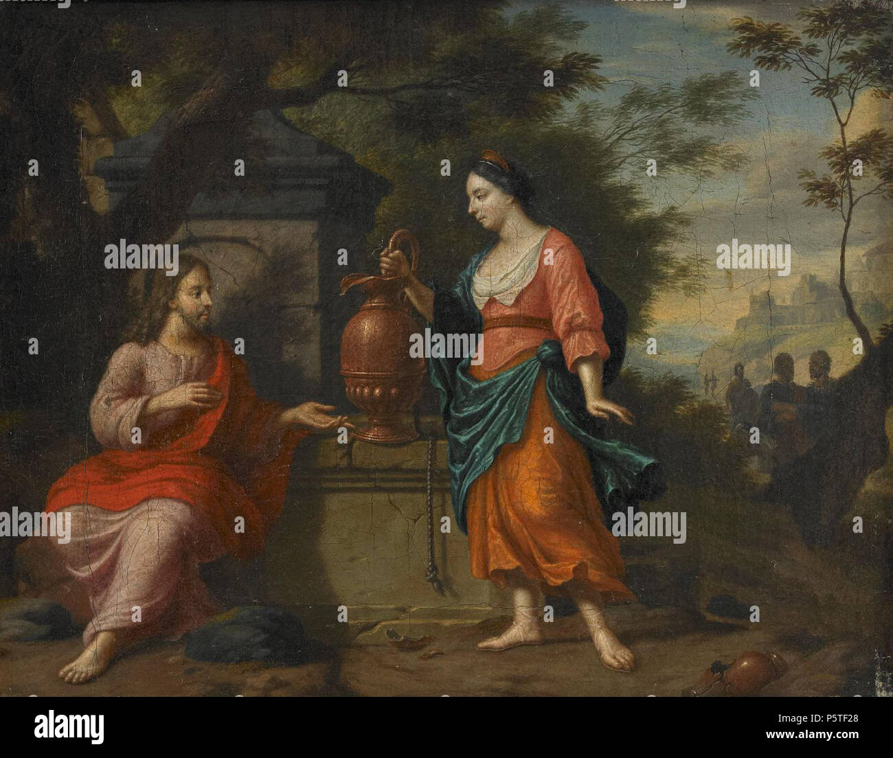 Inglese: Gesù al pozzo di Sicar circa 1680. N/A 280 Caspar Jacob van Opstal (II) (cerchio di) - Gesù al pozzo di Sicar Foto Stock