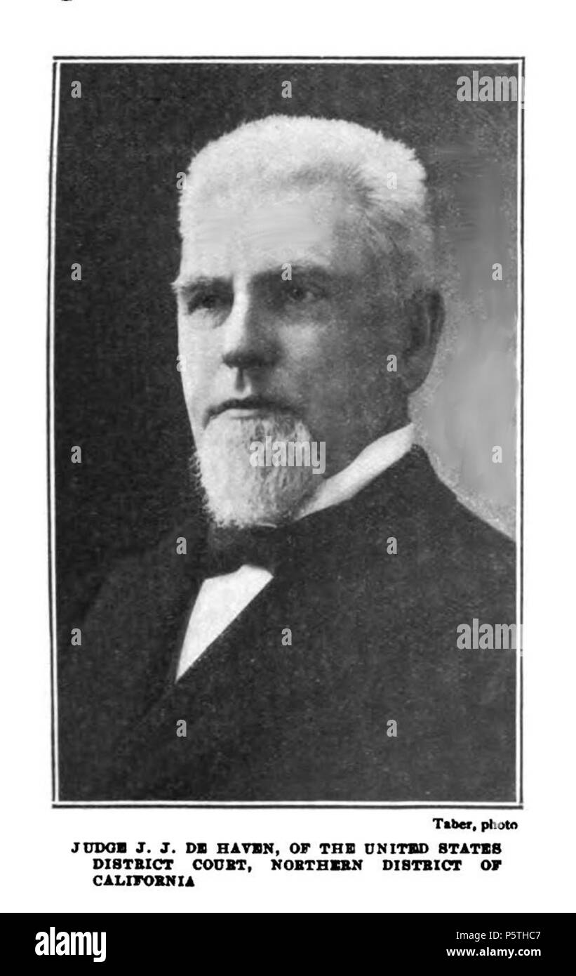 N/A. Inglese: John J. De Haven (Marzo 12, 1849 - 26 gennaio 1913) era un U.S. Rappresentante di California. 1905. I. W. Taber, California fotografo (1830-1912) 421 J J DE Haven 001 Foto Stock