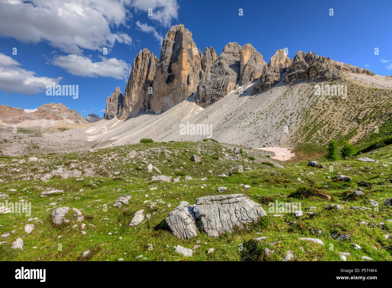 Tre Cime di Lavaredo, Dolomiti, Alto Adige, Belluno, Sesto, Italia, Europa Foto Stock