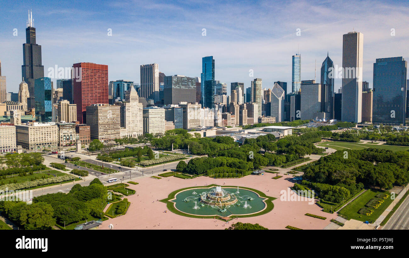 Buckingham Fountain, Grant Park, Chicago, IL, Stati Uniti d'America Foto Stock