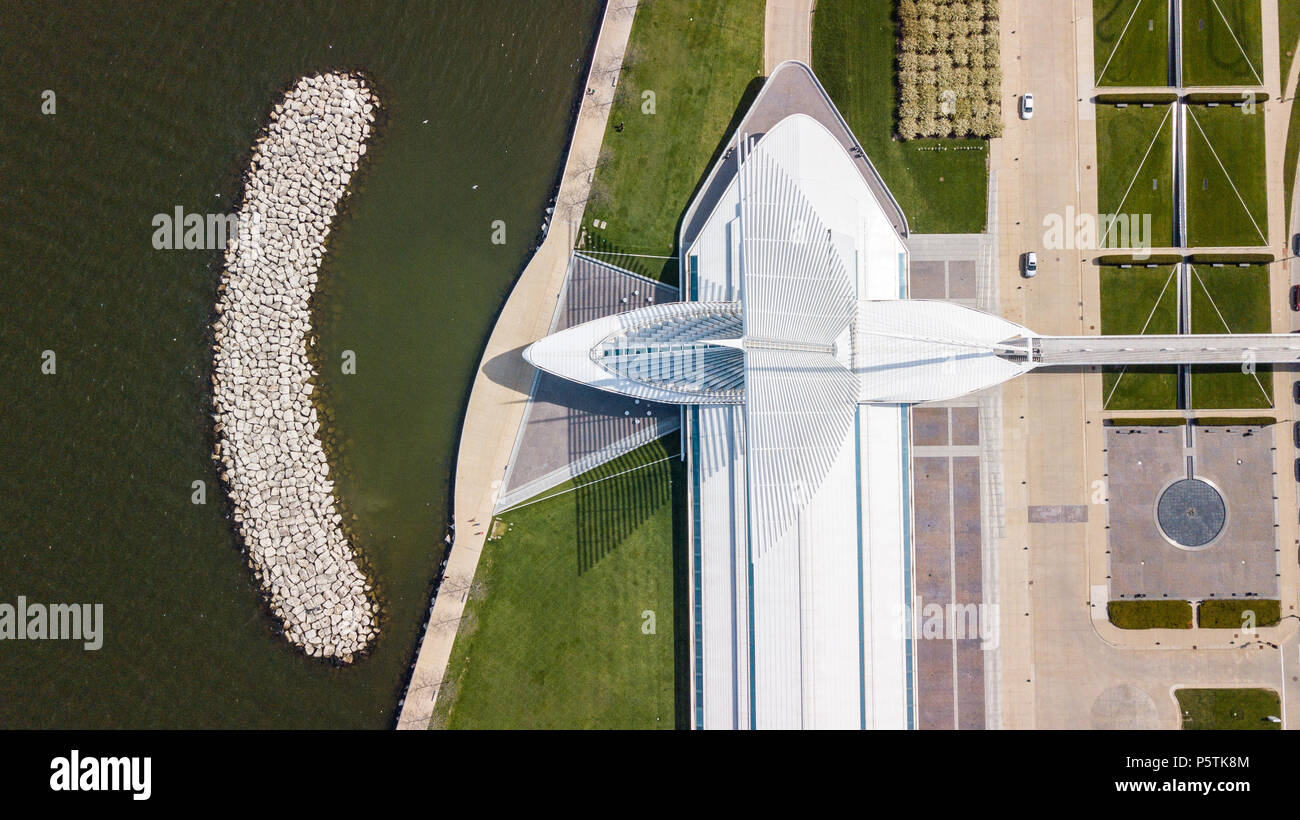 Il Quadracci Pavilion, Milwaukee Art Museum, Wisconsin, STATI UNITI D'AMERICA Foto Stock